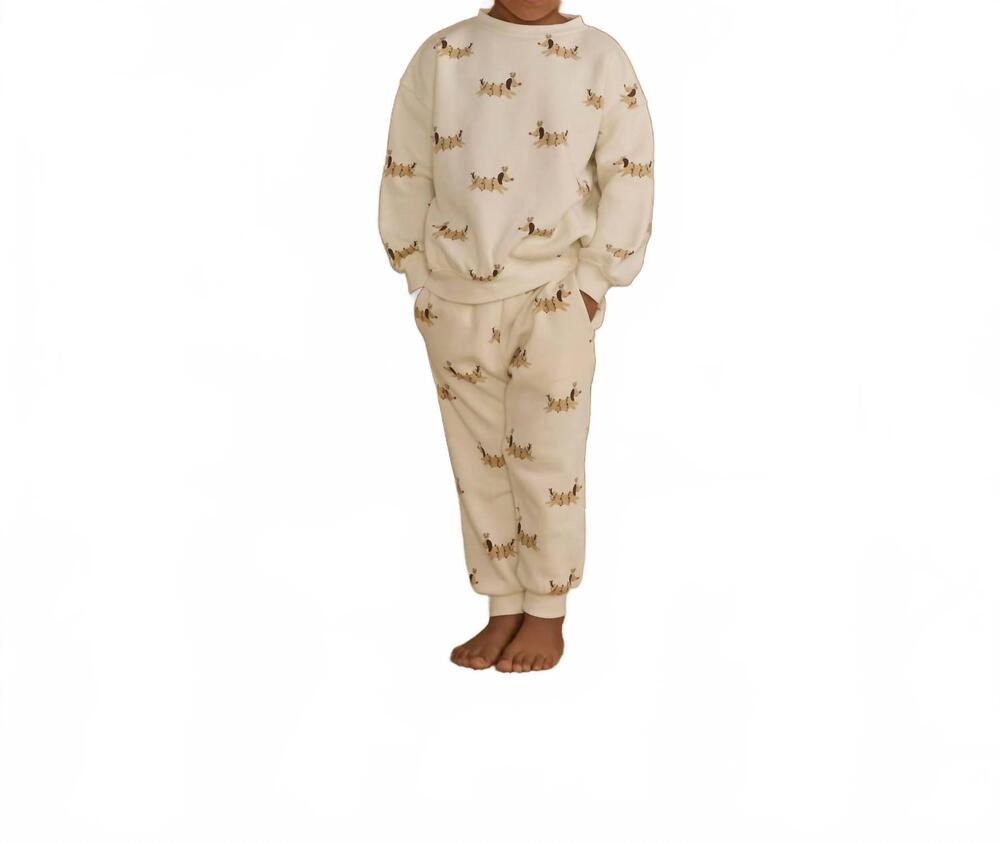 NEW RYLEE + CRU boys christmas dogs relaxed sweatshirt & jogger sweatpant set in